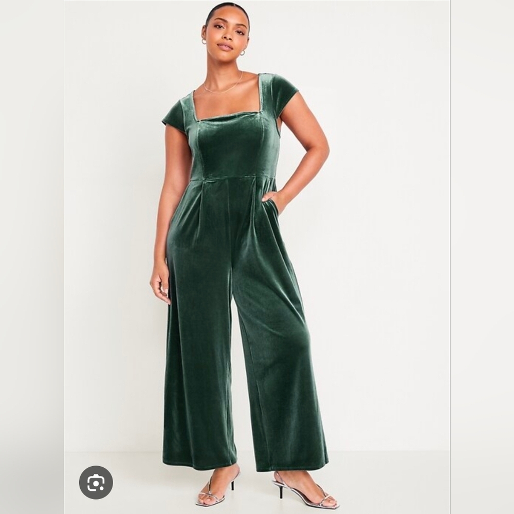 NWT Green Velour Jumpsuit
